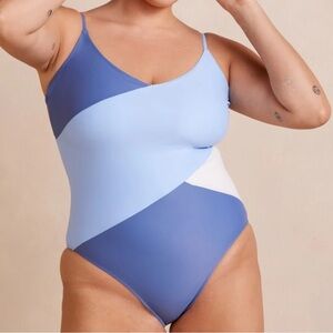 Summersalt The Marina Blue Colorblock One-Piece Swimsuit 22 Plus Bathing Suit